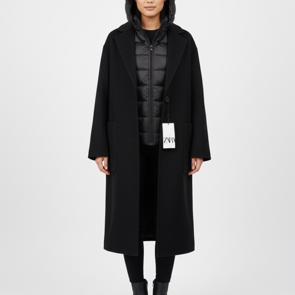 Zara Jackets & Blazers - Zara Elegant Black Hooded Coat
